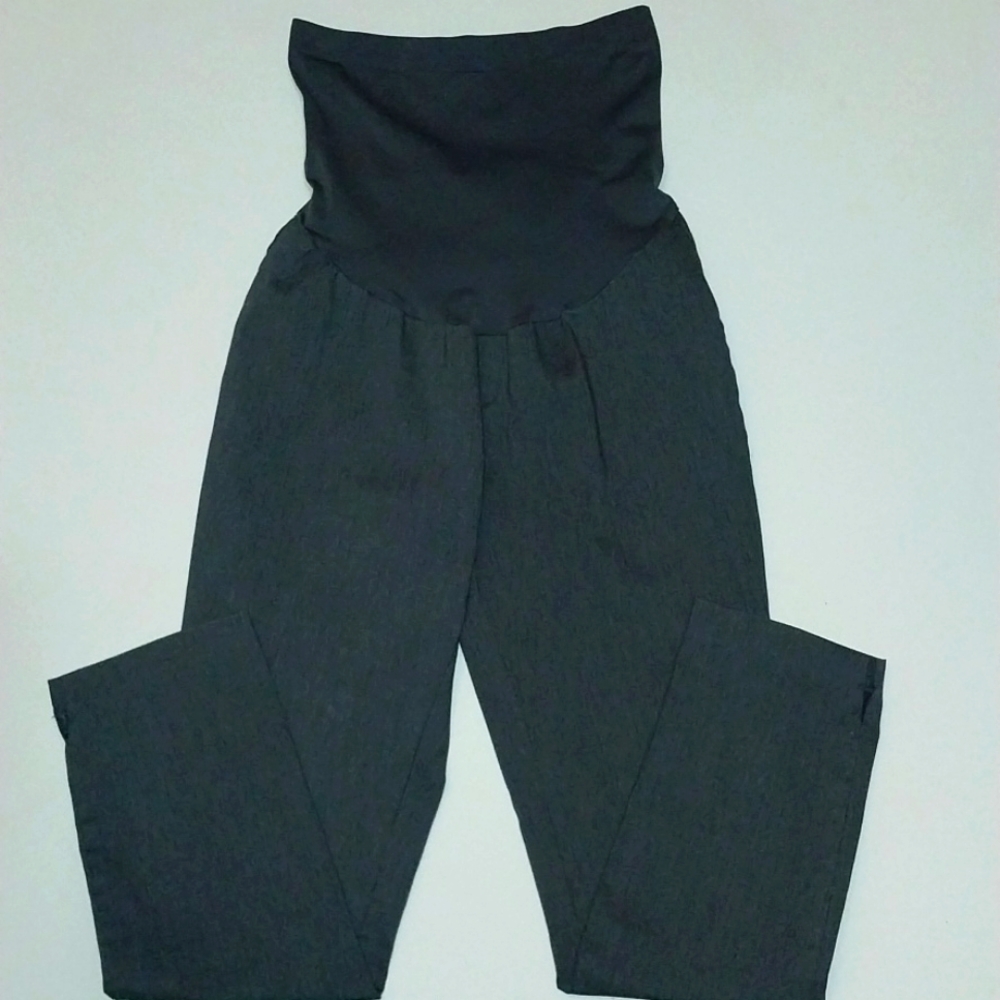 Maternity Gray Pant Casual Dressy Stretch Straight Leg 4 Season Size 8